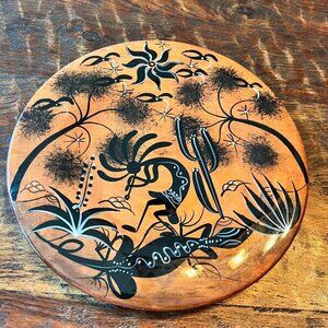 Vintage Handmade Wooden Folk Art Plate 12 inch
